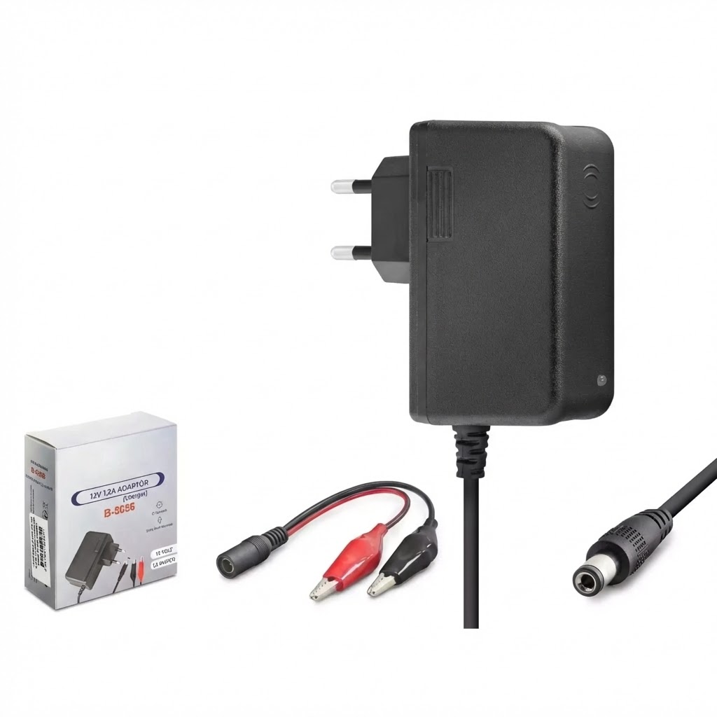 Akü Şarj Cihazı 12V 1.2A 14.4W Krokodil Uç Akü Şarj Adaptörü
