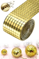 1 Metre Gold Renk Aynalı Mozaik Taşlı Dekor Süsleme Bandı 1 mt x 4 cm