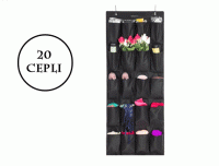 20 Cepli Kapı Arkası Çok Amaçlı Organizer - Siyah