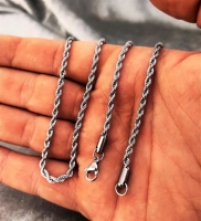 316L Cerrahi Çelik Burgu Zincir Çelik Kolye (3 Mm X 62 Cm)