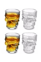 4 lü Kuru Kafa Cam Shot Bardak Seti -Likör Shot Bardağı 4 Adet  Crystal Head