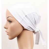 Dikişsiz Bağlamalı Tesettür Bone - Bağlamalı Bandana Beyaz