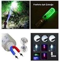 El Feneri 8 Mod Şarjlı Fosforlu Mıknatıslı Led El Feneri