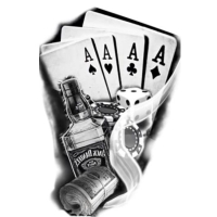 İskambil Dolar Zar Geçici Dövme Şablonu Büyük Boy