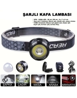 Kafa Lambası Kafa Feneri Şarjlı Profesyonel COB Fener 7 Modlu