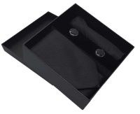 Kravat Düğme Set Siyah Desenli Kravat Mendil Kol Düğmesi Özel Set