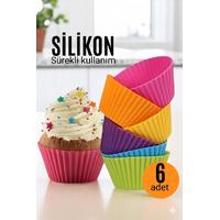 Silikon Muffin Kalıbı - Sürekli Kullanım Muffin Kek Kalıbı 6 ADET