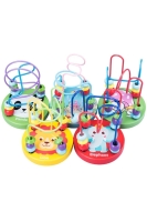 Ahşap Eğitici Koordinasyon Oyunu Mini Ahşap Helezon Yay Labirent Renkli Boncuklar Bebek Oyuncağı