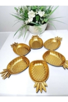 Ananas Figürlü Çerezlik - Gold  Sunumluk 3 Lü Set