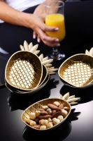 Ananas Ve Yaprak Model  Çerezlik - Sunumluk Gold  6 Lı Set