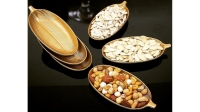 Ananas Ve Yaprak Model  Çerezlik - Sunumluk Gold  6 Lı Set