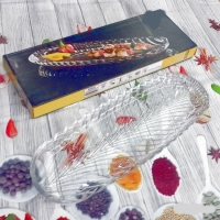 Balık Sırtı Kayık Model Cam Sunum Tabağı Orta Boy 33 CM