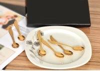 Çay Kaşığı - Yaprak Model Gold Renk
