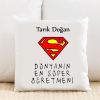 Dünyanın En Süper Öğretmeni Kişiye Özel Yastık Kılıfı Pi226