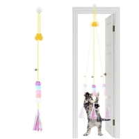 Elastik Tırtıl Kedi Oyuncağı Vantuzlu Lastikli Kedi Zilli Peluş Yakalama Egzersiz Oyuncağı