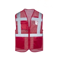 Fileli Cepli Reflektörlü İkaz Yeleği - Mühendis (2XL beden) - Kırmızı