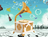 Gramofon Şeklinde Takı Çekmeceli Müzik Kutusu - 2