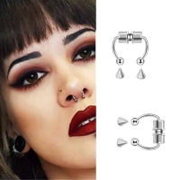 Gümüş Mıknatıslı Fake Burun Piercing -Top Ve Ok Uçlu Paslanmaz Septum Deliksiz Pirsing