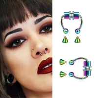 Hologram Mıknatıslı Fake Burun Piercing -Top Ve Ok Uçlu Paslanmaz Septum Deliksiz Pirsing