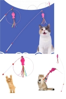 Interaktif Kedi Tüy Oyuncak Değnek Oyuncak Teaser Sevimli Balık Çıngıraklı Oyun Kovalamaca Egzersizi