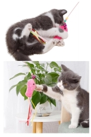 Interaktif Kedi Tüy Oyuncak Değnek Oyuncak Teaser Sevimli Balık Çıngıraklı Oyun Kovalamaca Egzersizi