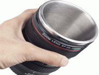 Kamera Lens Görünümlü Çelik Termos Kupa Bardak