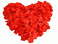 Kırmızı 500 Gül Yaprağı 4 Adet Kalp Mum