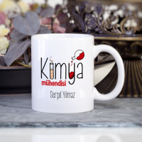 Kişiye Özel Kırmızı Tasarımlı Kimya Mühendisi Kupa Bardak