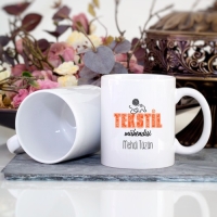 Kişiye Özel Tekstil Mühendisi Kupa Bardak - Turuncu Yazılı