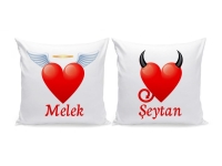 Kişiye Özel Melek & Şeytan 2 li Aşk Yastık Kılıfı