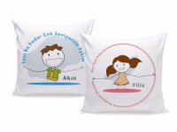 Kişiye Özel Eğlenceli Çiftlere Özel Seni Seviyorum 2 li Aşk Yastık Kılıfı