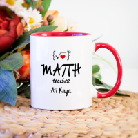 Kişiye Özel Kırmızı Renkli Matematik Öğretmeni Kupa Bardak