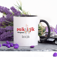 Kişiye Özel Kırmızı Tasarımlı Psikolojik Danışman Kupa Bardak - Lacivert