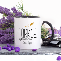 Kişiye Özel Lacivert Renkli Türkçe Öğretmeni Kupa Bardak