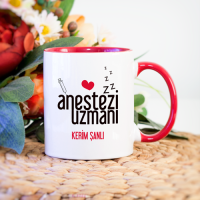 Kişiye Özel Kırmızı Renkli Anestezi Uzmanı Kupa Bardak