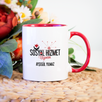 Kişiye Özel Sosyal Hizmet Uzmanı Kupa Bardak - Kırmızı