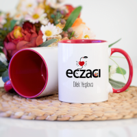 Kişiye Özel Kırmızı Renkli Eczacı Kupa Bardak