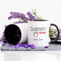 Kişiye Özel Lacivert Renkli Geometri Öğretmeni Kupa Bardak