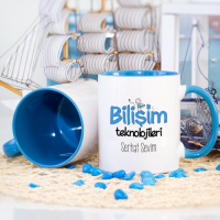 Kişiye Özel Mavi Renkli Bilişim Teknolojileri Kupa Bardak