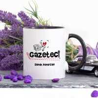 Kişiye Özel Lacivert Renkli Gazeteci Kupa Bardak
