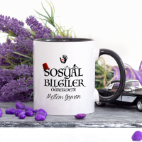 Kişiye Özel Lacivert Renkli Sosyal Bilgiler Öğretmeni Kupa Bardak