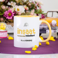 Kişiye Özel Sarı Renkli İnşaat Teknikeri Kupa Bardak
