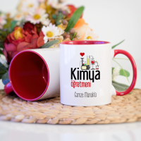 Kişiye Özel Kırmızı Renkli Kimya Öğretmeni Kupa Bardak