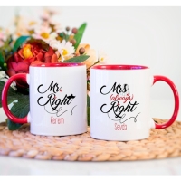 Kişiye Özel Mr. Right and Mrs. Always Right Kupa Bardak - Kırmızı