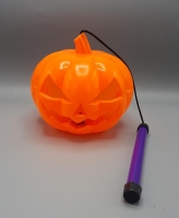 Led Işıklı ve Sesli Saplı Balkabağı Turuncu  Dekor Süs- Halloween Cadı Konsept