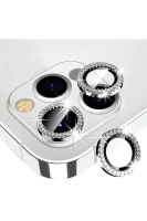Lens Koruyucu Apple Iphone 13 Pro Uyumlu Kamera Koruyucu Gümüş Taşlı