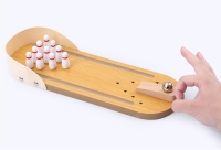 Mini Parmak Bowling Oyunu - Doğal Ahşap