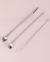 Paslanmaz Metal 2 li Kaşıklı Pipet Fırça Seti