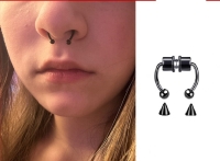 Siyah Mıknatıslı Fake Burun Piercing -Top Ve Ok Uçlu Paslanmaz Septum Deliksiz Pirsing