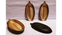 Yaprak Figürlü Çerezlik - Gold  Sunumluk 6 Lı Set